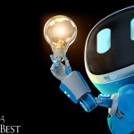 Image of Robot with lightbulb depicting a great idea